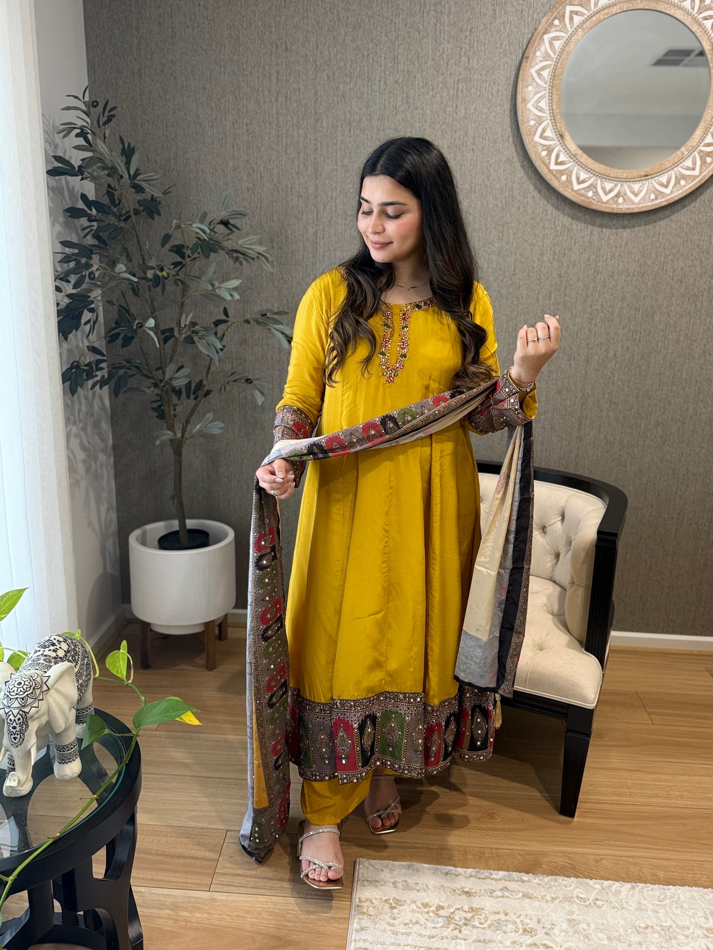 Mustard Crepe Suit